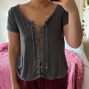 Lace-front American Eagle tee